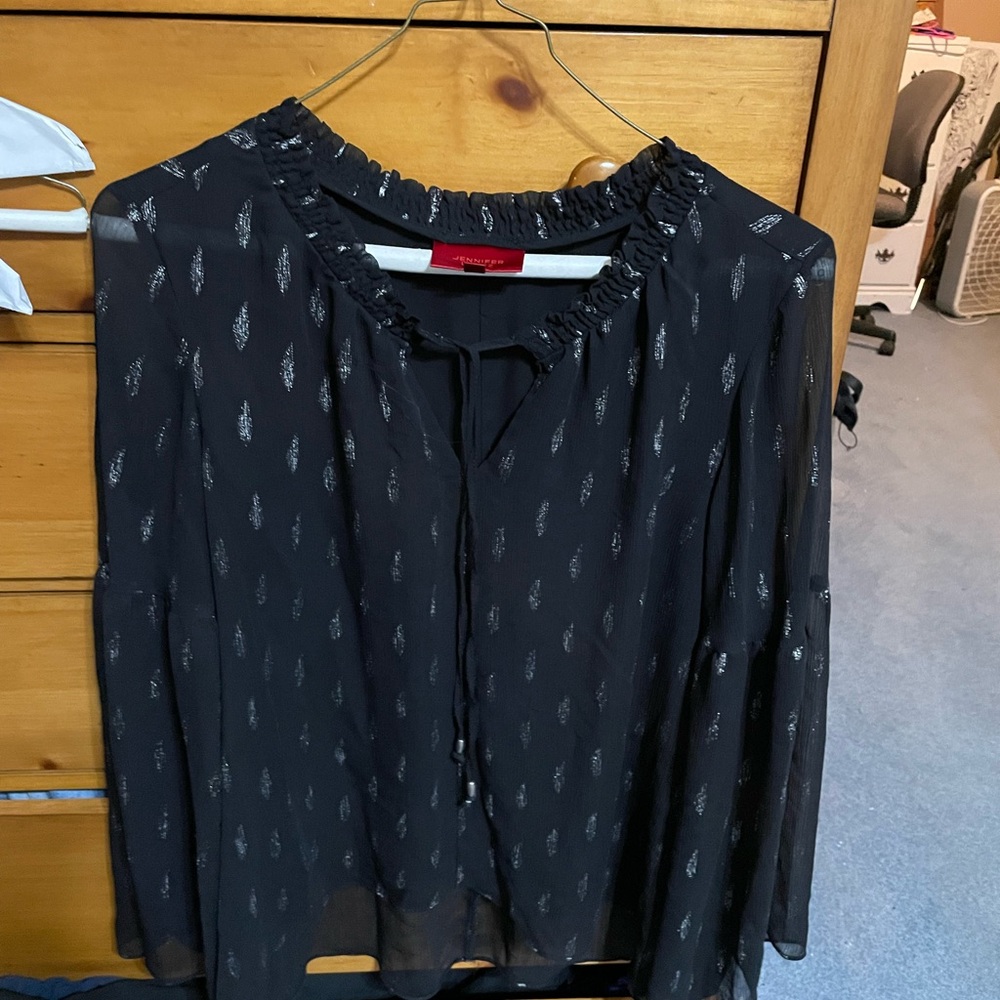 Jennifer Lopez Black Blouse with Silver Accents